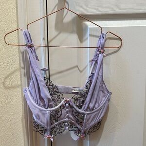 NWT For Love And Lemons Lilac Floral Lace Bra